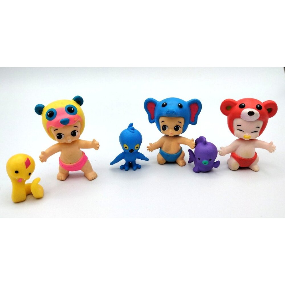 Twozies Pets Moose Toys Birds Snake Panda Bear Elephant Mini Figures Lot of 3